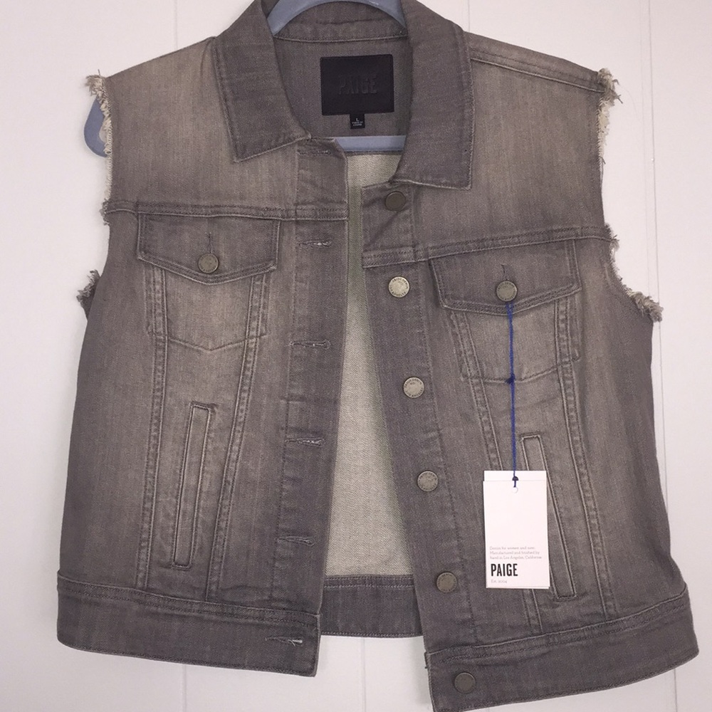 PAIGE Gray Jean Vest